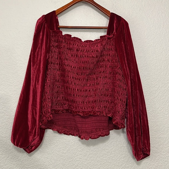 Torrid Red Velvet Smocked Top - Picture 9 of 14